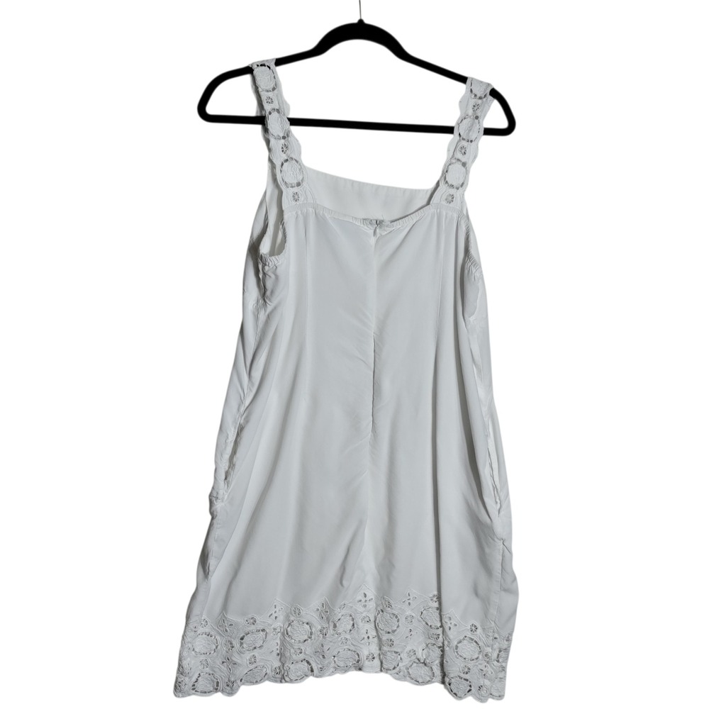 Blue Ginger Hawaiian Designs White Rayon Eyelet Lace Mini Dress Womens Large